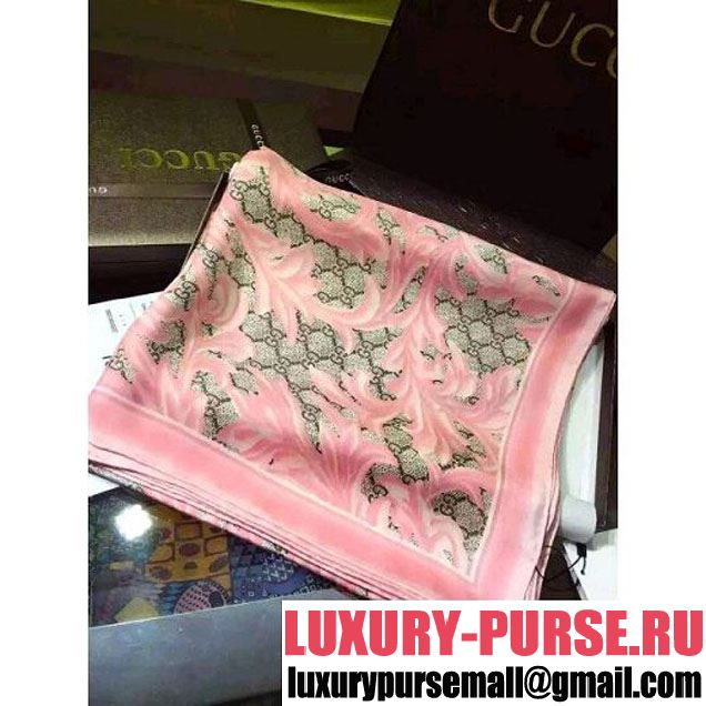 Gucci Arabesque Print Modal Silk Twill Shawl Pink 2016 (A0-6033040 )