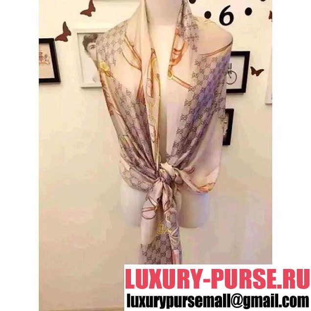 Gucci Print Long Scarf (22) Beige 2016 (A0-6040149 )