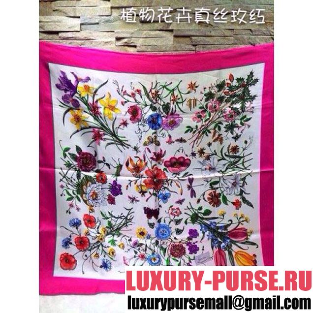 Gucci Silk Twill Flower Print Scarf (31) 2016 (6050734 )