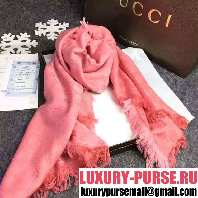 Gucci Peach Cashmere and Silk Scarf 2015 (SJ-6071958 )