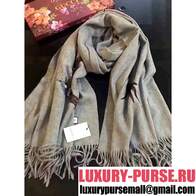 Gucci Cashmere Shawl in Birds Grey F/W 2016 (X-6111124 )