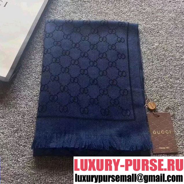 Gucci Classic Two-Tone Silk/Cashmere Scarf Blue (SS-7110234 )