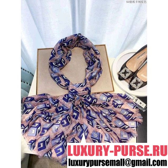 Gucci GG Wallpaper Print Silk Scarf Pink 2017 (SS-7120923 )