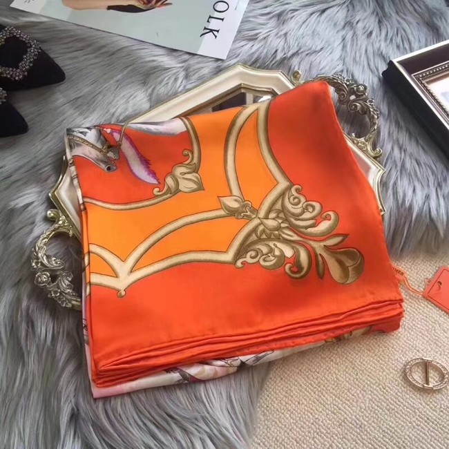 Hermes Scarf in silk twill with hand rolled edges H0032 orange - $159.00