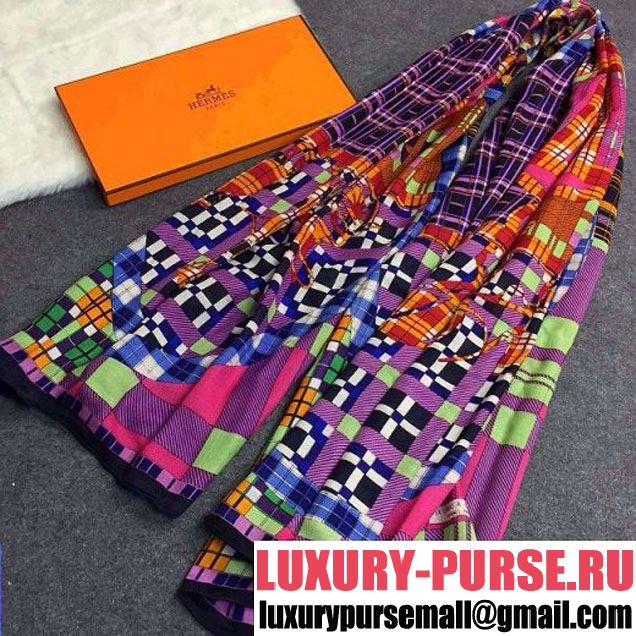 Hermes Classic Multicolor Horse ride Cashmere Scarf (SS-110520 )