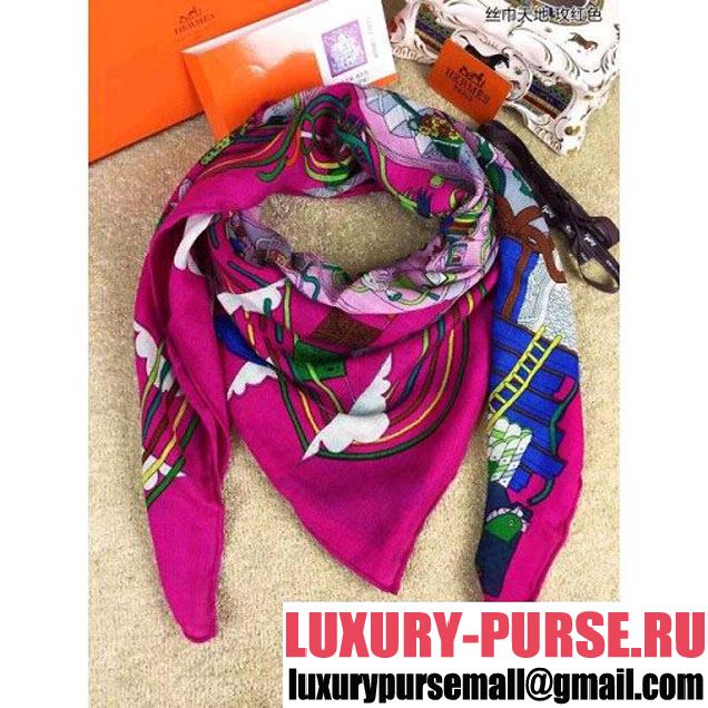 Hermes La maison Des Carres Cashmere Twill Scarf Rosy 2015 (1b44-112635 )