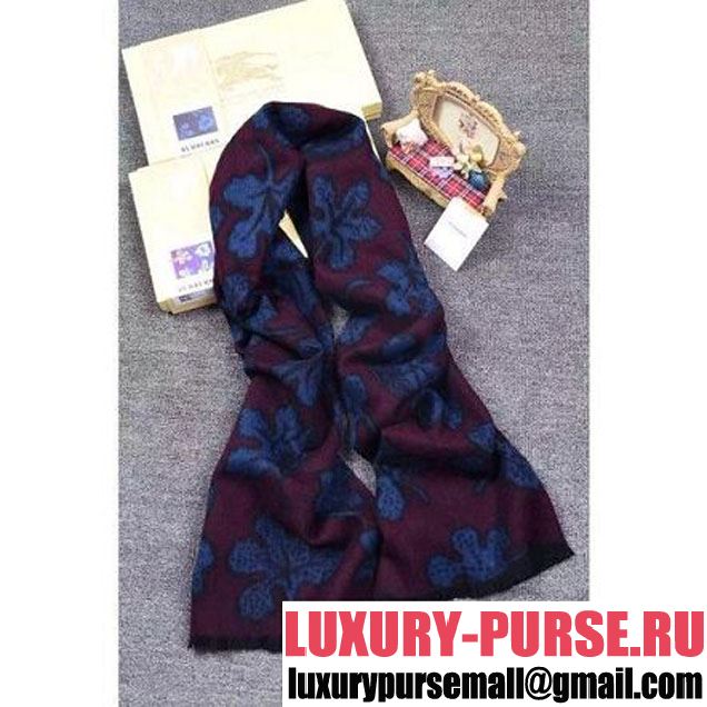 B Cashmere and Wool Scarf For Men Burgundy/Blue 2015 (A0-113033 )