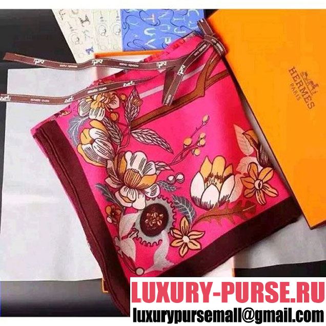 Hermes Dream Car Pattern Cashmere Twill Scarf Rosy 2015 (A0-113049 )