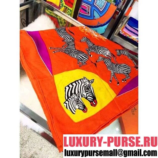 Hermes Zebra Pattern Cashmere Twill Scarf 2015 (A0-113052 )