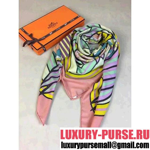 Hermes Tatouage Flamingo Party Cashmere Square Scarf F/W 2016 (3) (X-6111138 )