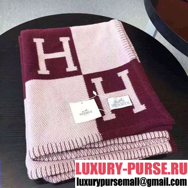 Hermes Wool Blanket Burgundy 2017 (SJ-7010749 )