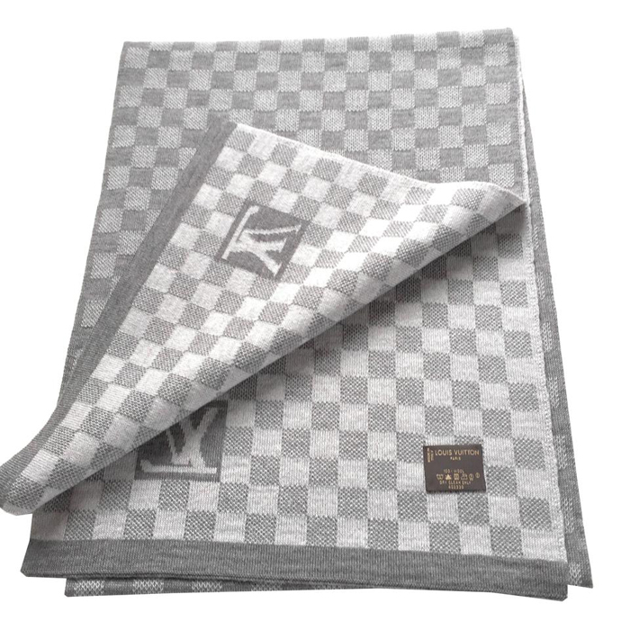 Louis Vuitton Petit Damier Scarf M74198 Gray White