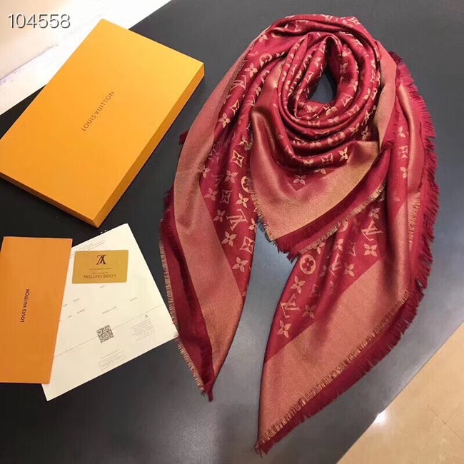 Louis vuitton Cashmere scarf Monogram flower pattern 97714 red - $149.00