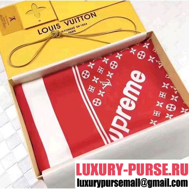 Louis Vuitton x Supreme Silk Scarf Red 2017 (1a038-7070762 )