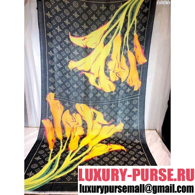 Louis Vuitton Monogram and Gold Flower Print Scarf (SS-7121255 )