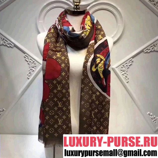 Louis Vuitton Kabuki Stickers Cashmere Shawl MP1944 Brown 2017 (SS-7121243 )