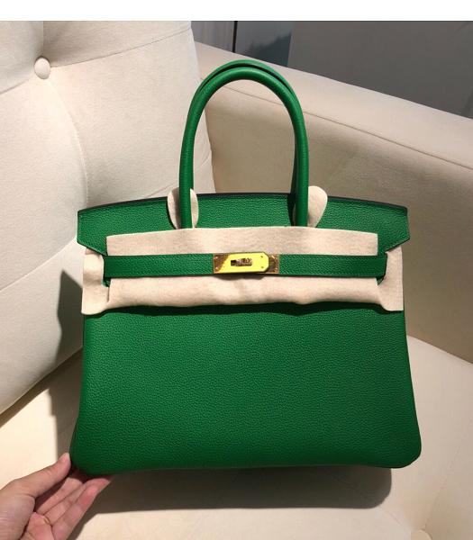 Hermes Birkin 25cm Green Imported Togo Imported Leather Golden Metal Top Handle Bag