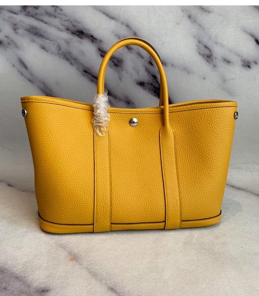 Hermes 30cm Garden Party Tote Bag Yellow Imported Togo Leather