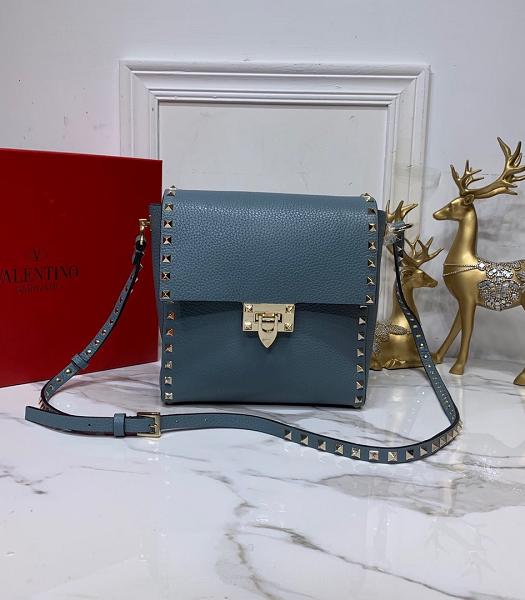 Valentino Grey Original Litchi Calfskin Leather Shoulder Bag