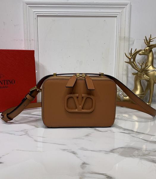 Valentino Garavani Vsling Brown Plain Calfskin Leather Small Camera Shoulder Bag