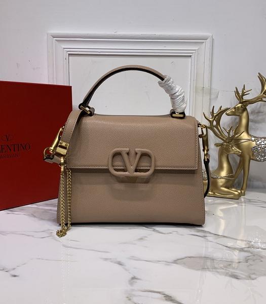 Valentino Garavani Vsling Apricot Palm Veins Calfskin Leather Tote Bag