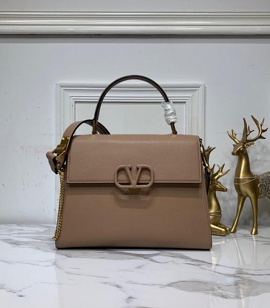 Valentino Garavani Vsling Apricot Palm Veins Calfskin Leather Tote Bag