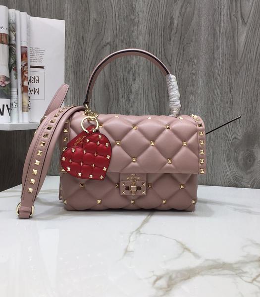 Valentino Nude Pink Original Lambskin Leather Tote Bag Golden Rivets