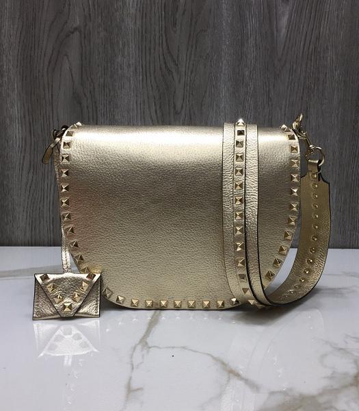 Valentino Rockstud Grainy Golden Imported Upper Calfskin Leather Crossbody Bag