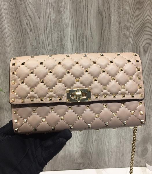 Valentino Rockstud Spike Copper Rivet Apricot Imported Soft Calfskin Leather Crossbody Bag