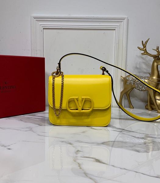 Valentino Garavani Vsling Lemon Yellow Original Calfskin Leather 18cm Box Bag