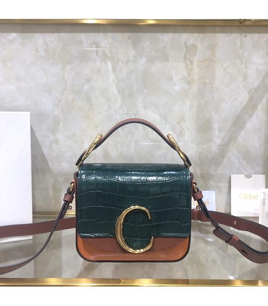 Chloe Original Leather Croc Veins Mixed Colors Mini Bag Green