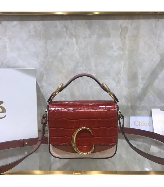 Chloe Original Leather Croc Veins Mixed Colors Mini Bag Red