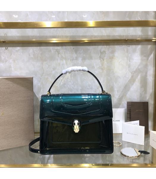 Bvlgari Original Patent Leather Serpenti 25cm Tote Bag Green