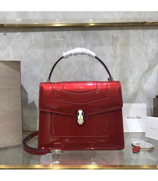 Bvlgari Original Patent Leather Serpenti 25cm Tote Bag Red