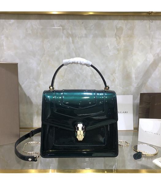 Bvlgari Original Patent Leather 20cm Mini Tote Bag Green