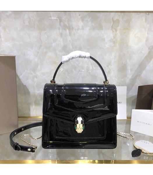 Bvlgari Original Patent Leather 20cm Mini Tote Bag Black