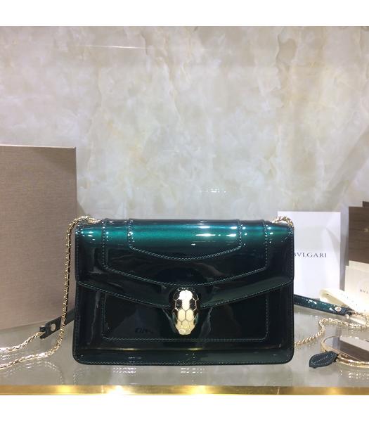 Bvlgari Original Patent Leather 22cm Chains Bag Green