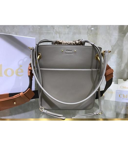 Chloe Original Leather 20cm Mini Roy Bucket Bag Grey