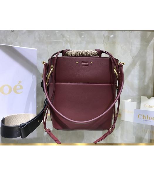 Chloe Original Leather 20cm Mini Roy Bucket Bag Wine Red