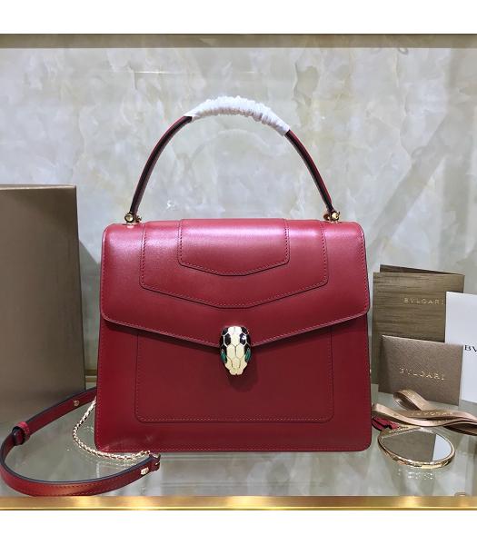 Bvlgari Original Leather Serpenti Forever 25cm Tote Bag Red