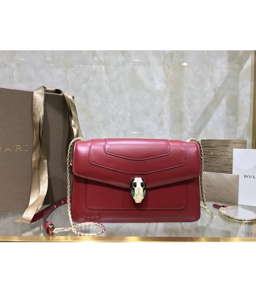 Bvlgari Original Leather Serpenti Forever 22cm Bag Red