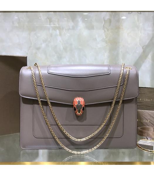 Bvlgari Original Leather Serpenti Forever 27cm Bag Grey