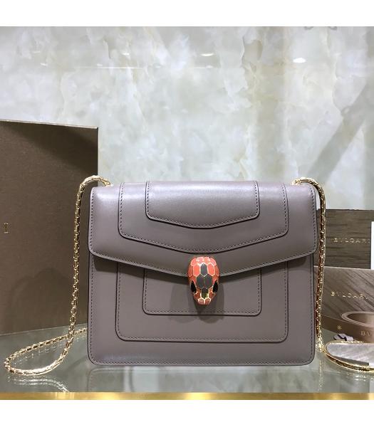 Bvlgari Original Leather Serpenti Forever 20cm Mini Bag Grey