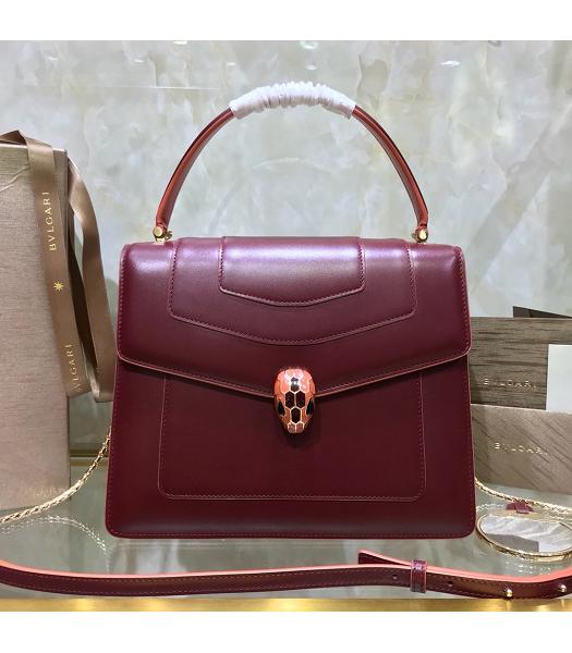 Bvlgari Original Leather Serpenti Forever 25cm Tote Bag Wine Red