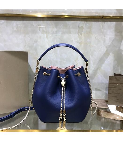 Bvlgari Original Leather Bucket Bag Dark Blue