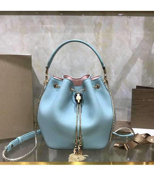 Bvlgari Original Leather Bucket Bag Blue