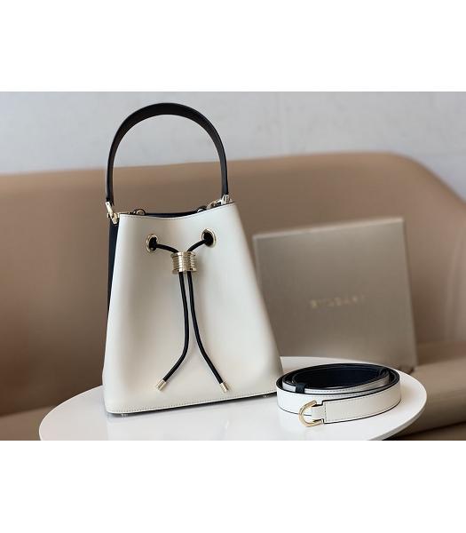 Bvlgari Original Mixed Colors Leather B.Zerol Bucket Bag White