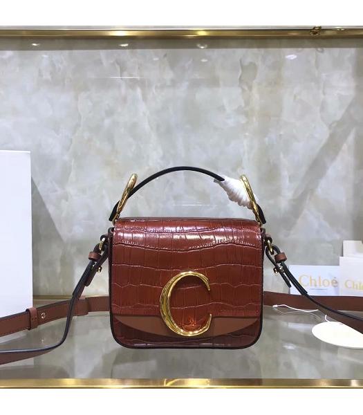 Chloe Original Leather Croc Veins Mini Bag Brown