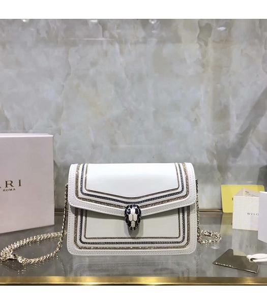 Bvlgari Original Leather Serpenti Diamond Blast Mini Bag White