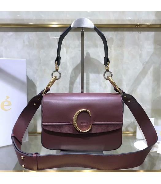 Chloe Original Calfskin Leather 24cm Shoulder Bag Jujube Red